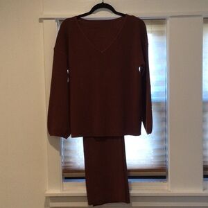 Stylish Brown Wide-Leg Pant Set